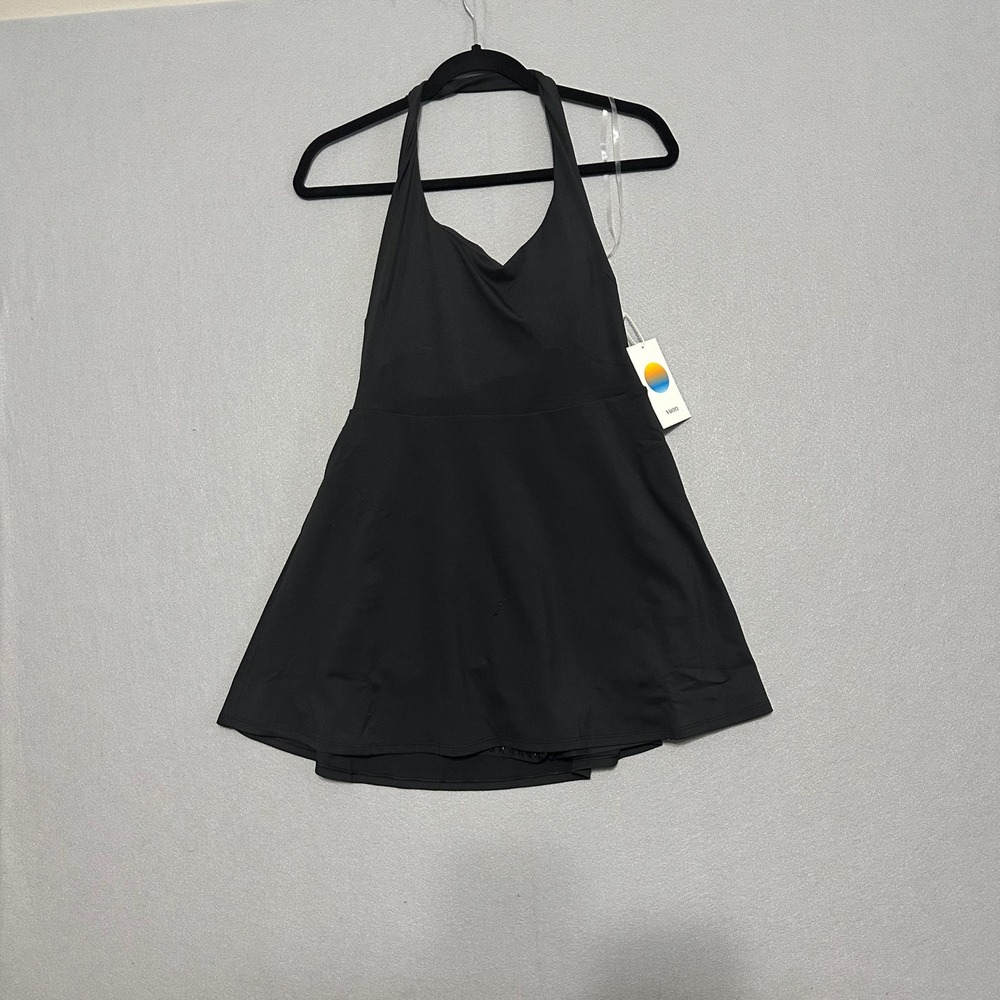 Vuori Tiebreak Halter Dress Black Womens Large VW638 NWT Tennis Activewear